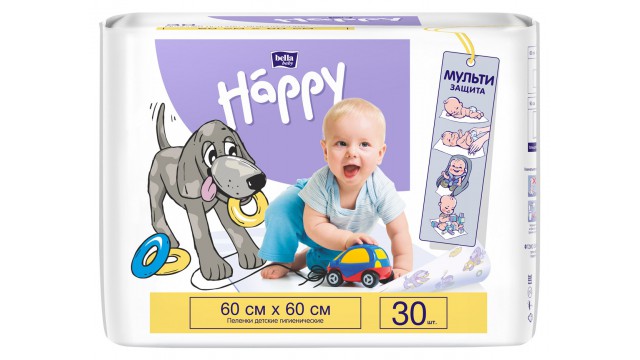 Пеленки для детей bella baby Happy, 60x60 см, (30 шт.)