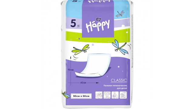 Пеленки для детей bella baby Happy classic, 90x60 см, (5 шт.)