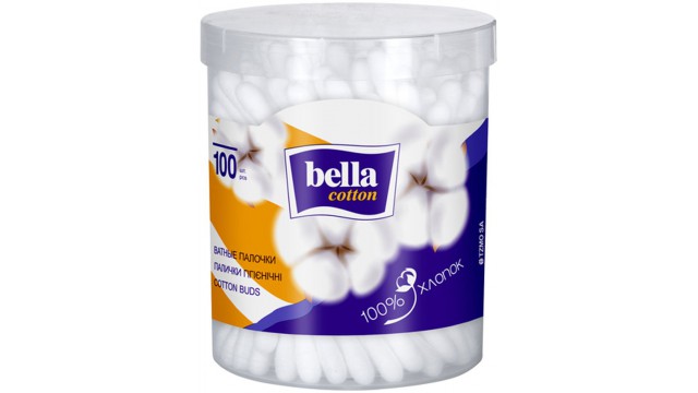 Ватные палочки Bella Cotton, круглая упаковка, (100 шт.)