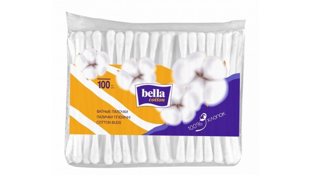 Ватные палочки Bella Cotton, п/э упаковке, (100 шт.)