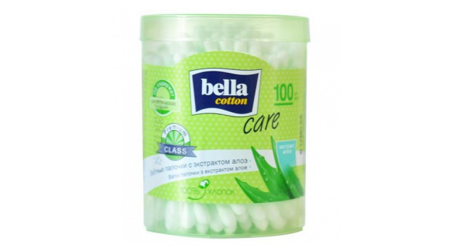 Ватные палочки Bella Cotton, с экстрактом алоэ круглая упаковка, (100 шт.)