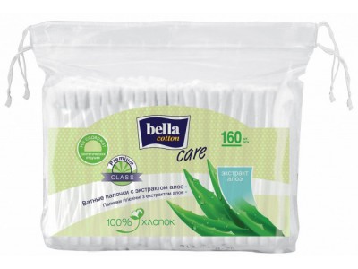 Ватные палочки Bella Cotton, с экстрактом алоэ в п/э упаковке, (160 шт.)