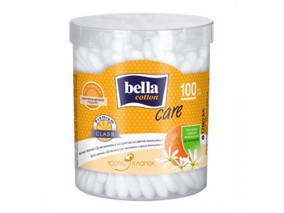 Ватные палочки Bella Cotton, с экстрактом апельсина круглая упаковка, (100 шт.)