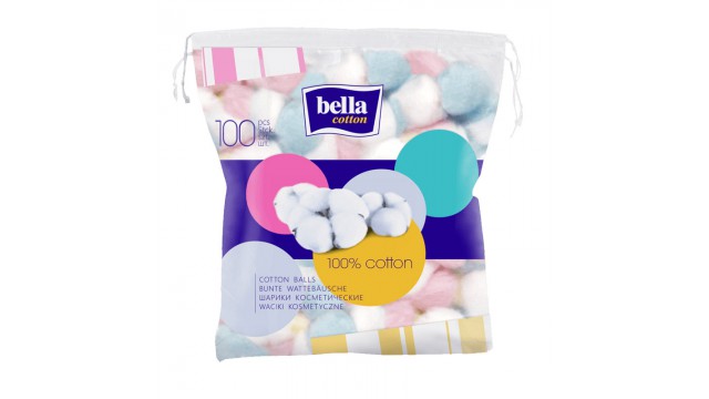 Ватные шарики цветные Bella Cotton, (100 шт.)
